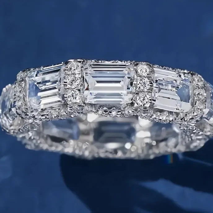 Geometric Women’s Brass Ring CZ Inlaid Wedding Engagement Fashion Jewelry