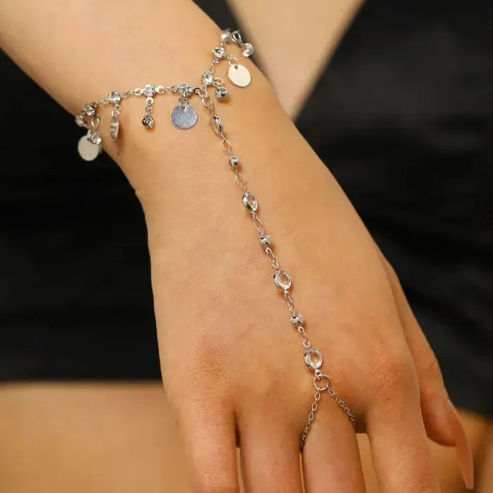 Imitation Zircon Sequin Tassel Beaded Chain Bracelet for Women Jewelry Gift