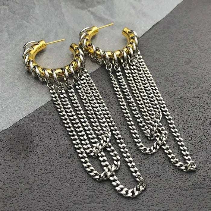 European American Long Fringe Zinc Alloy Earrings for Women Accessories