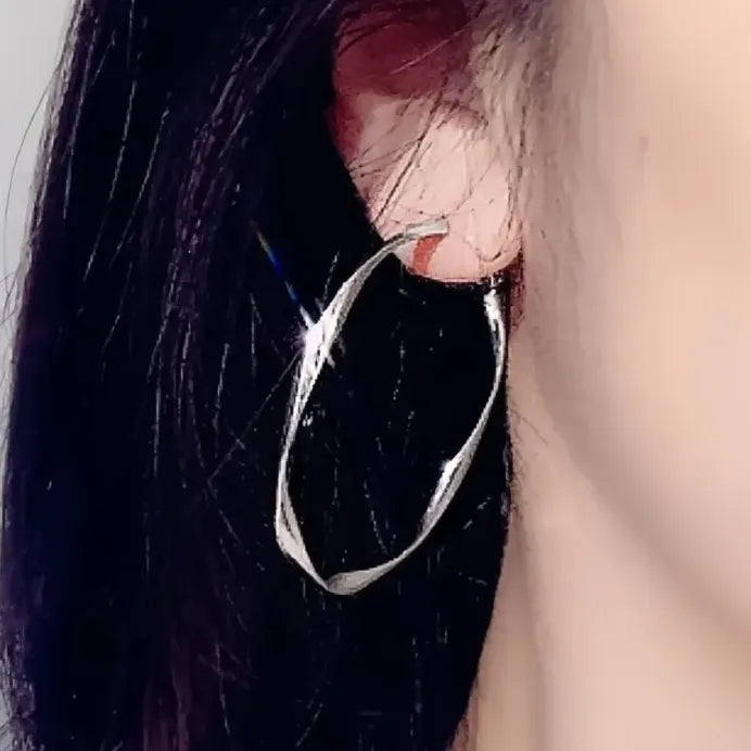Twisty Style Women Geometric Metal Hoop Earrings Gold Silver Jewelry