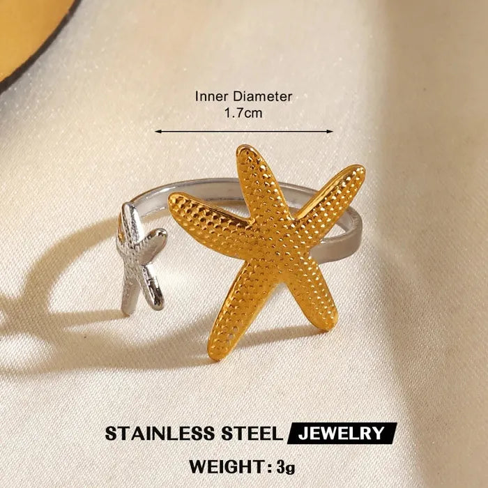 Adjustable Stainless Steel Geometric Heart Flower Ring for Women Jewelry Gift