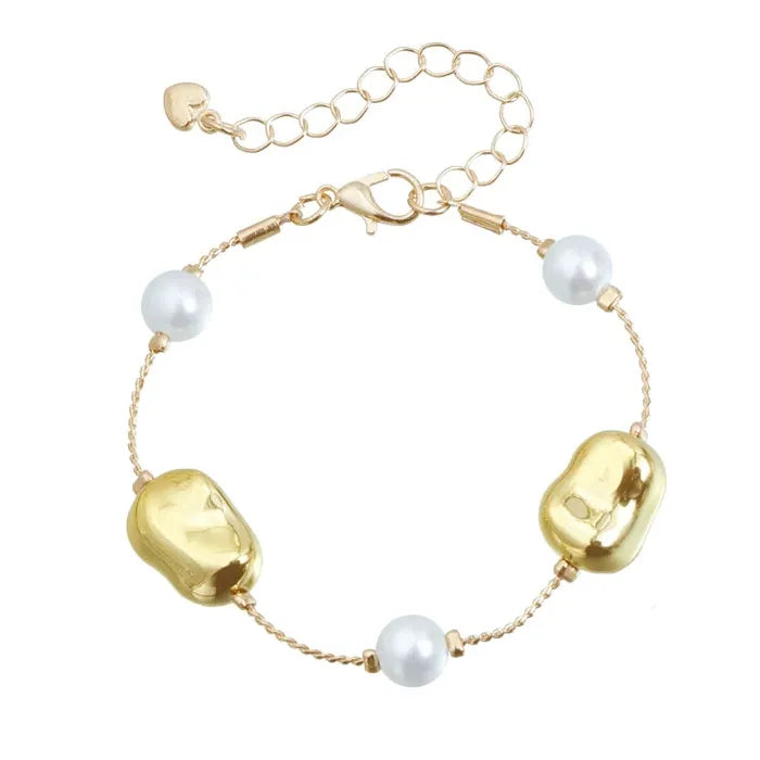 Zinc Alloy Irregular Bean Bead Necklace Bracelet Earrings Set for Women