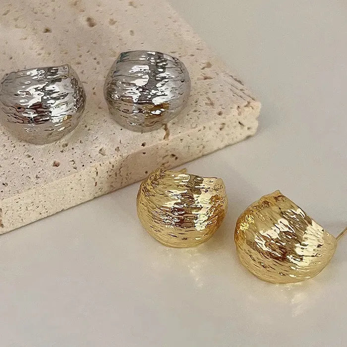 Vintage Zinc Alloy C-Shape Texture Metal Stud Drop Earrings for Women Gift