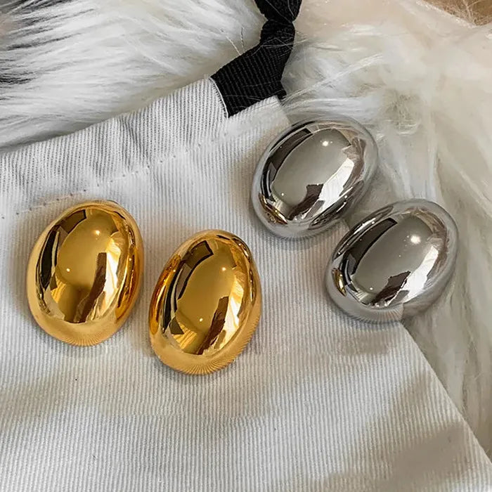Smooth Elliptical Geometric Zinc Alloy Metal Earrings for Women 2026