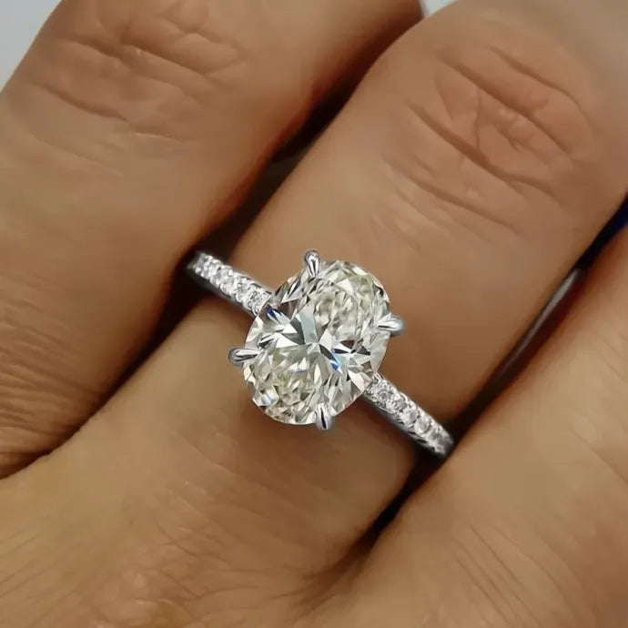 Oval CZ Cubic Zirconia Wedding Party Ring Brass Simple Design for Women