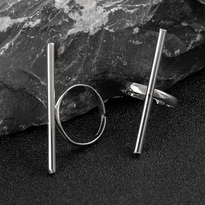 Adjustable Geometric Open Rings for Women Punk Hip Hop Fashion Jewelry