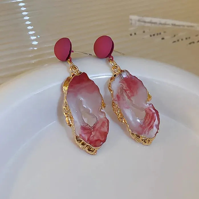 Vintage Emerald Irregular Drop Earrings for Women 2024 Copper Alloy Jewelry Chic