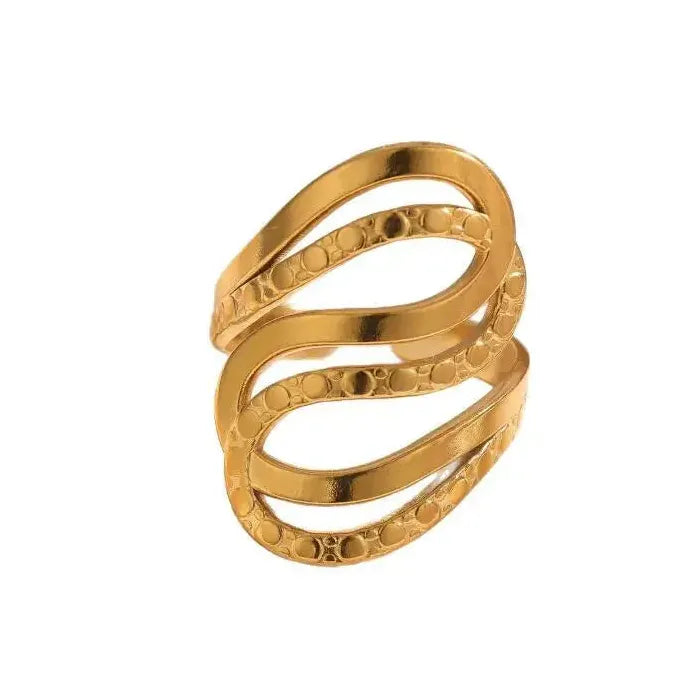 Adjustable Stainless Steel Hollow Snake Ring Twisted Lines Unisex Jewelry