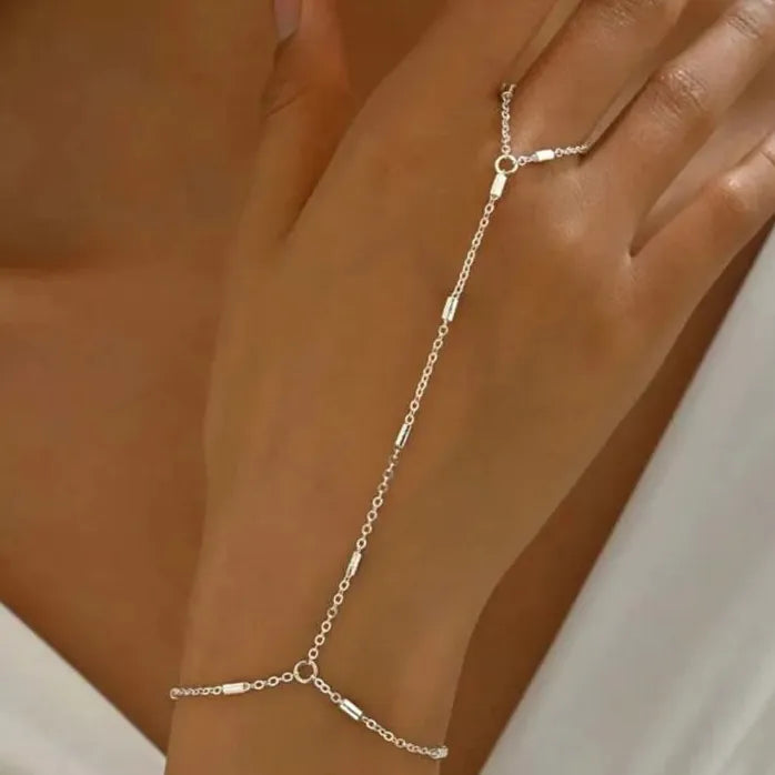 Gold Color Square Hand Chain Bracelet for Women Link Jewelry Gift