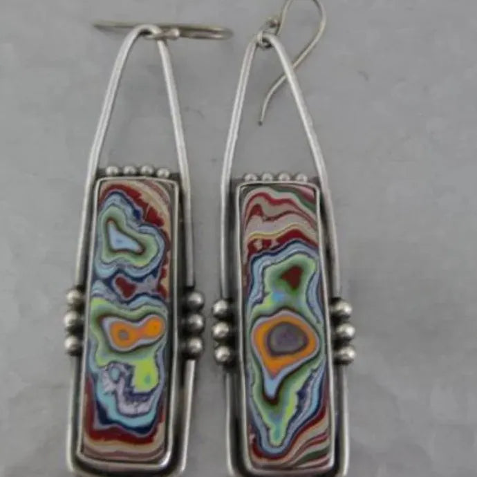 Vintage Irregular Drop Earrings for Women Zinc Alloy Enamel Stone Jewelry