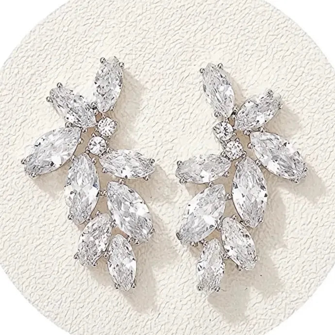 Sparkling Marquise Cubic Zirconia Drop Earrings for Women Copper Alloy