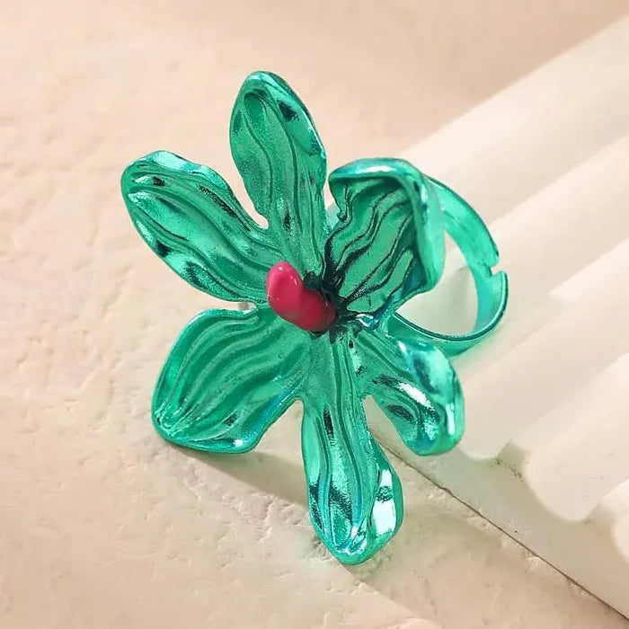 Adjustable Colorful Flower Geometric Ring for Women Stylish Fashion Jewelry