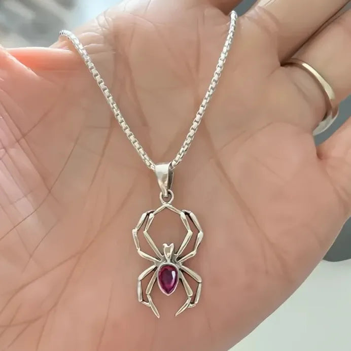 Unisex Punk Spider Pendant Necklace Acrylic Copper Alloy Jewelry Gift