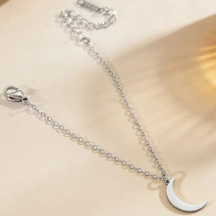 Stainless Steel Sun Moon Earrings & Adjustable Bracelet Women Retro Jewelry Gift