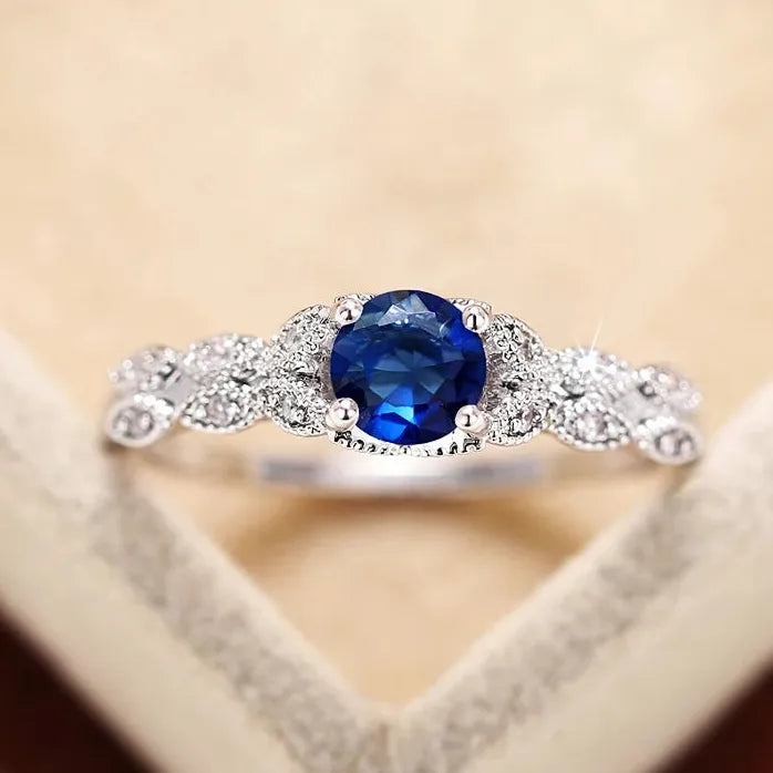 Geometric Cubic Zirconia Brass Wedding Band Ring for Women