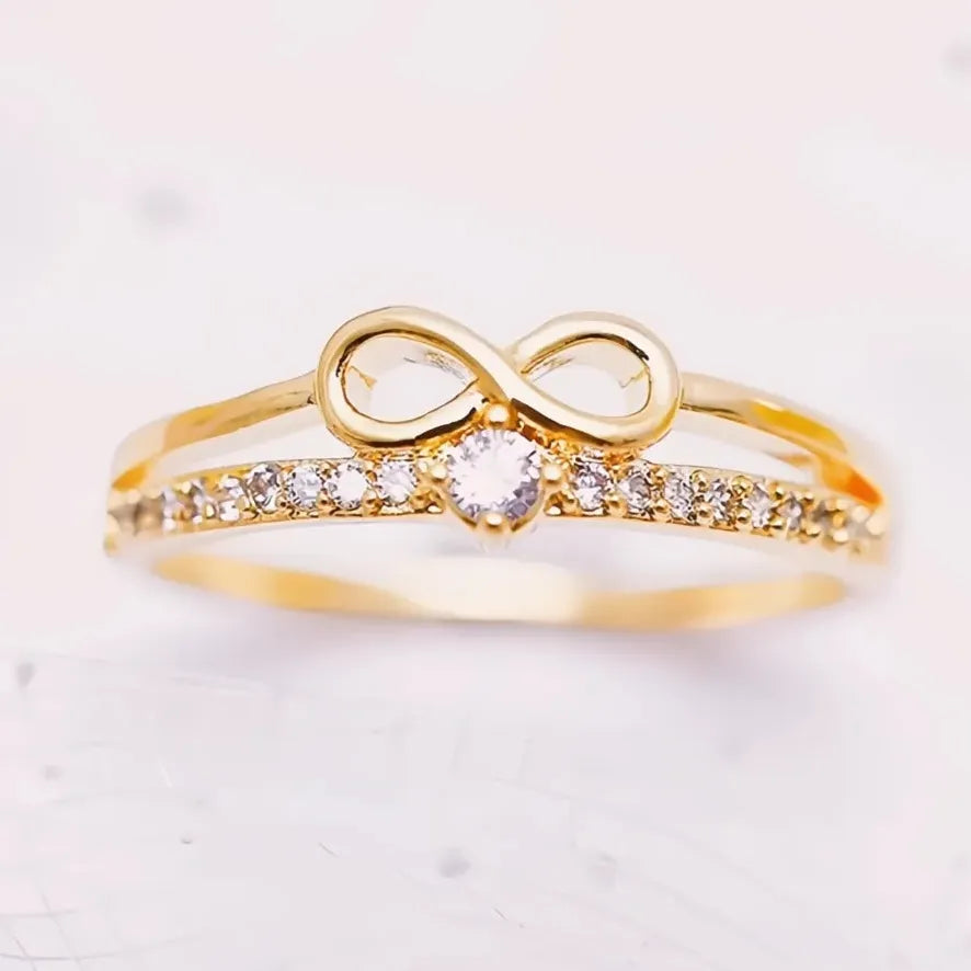 Chic Bow Shape Infinity Sign Cubic Zirconia Ring for Women Fashion Party Jewelry