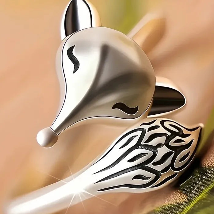 Vintage Adjustable Brass Fox Animal Ring for Women Jewelry Gift