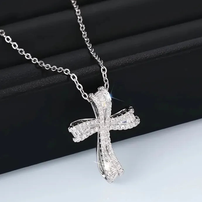 Geometric Bowknot Pendant Necklace for Women Wedding Party Copper CZ Jewelry