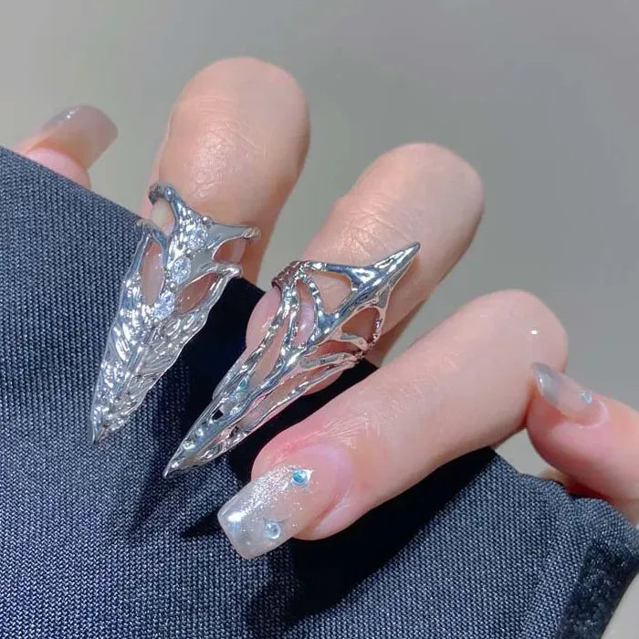 Geometric Metal Mood Tracker Ring Unisex Gothic Skeleton Nail Accessory