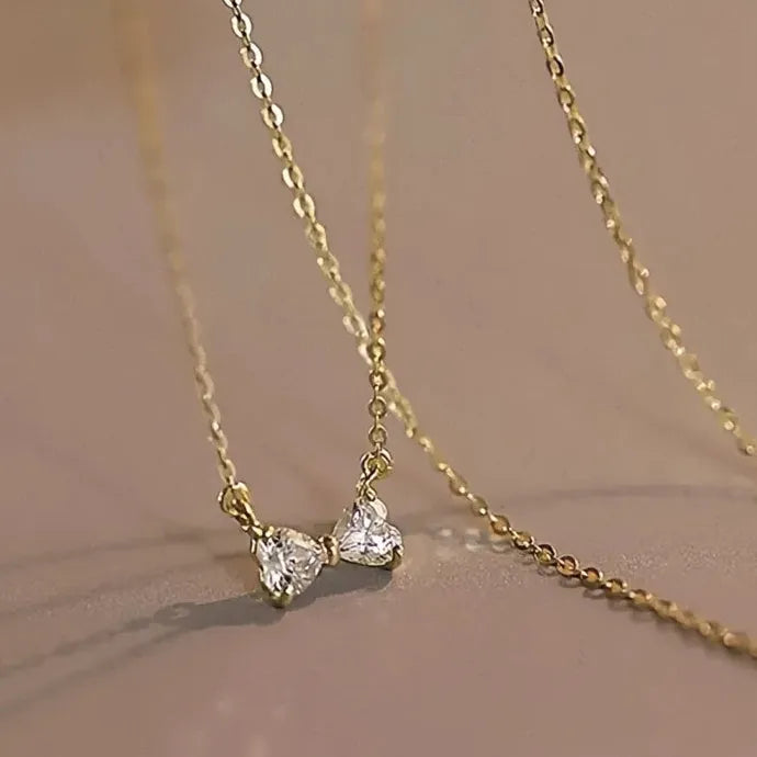 Geometric Bowknot Pendant Necklace for Women Copper Alloy Jewelry Gift