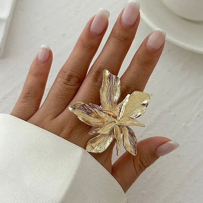 Vintage Gothic Large Metal Starfish Flower Adjustable Ring Women Trendy Jewelry