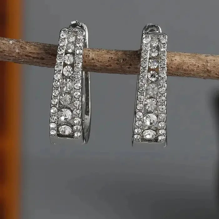 Cubic Zirconia U-Shaped Drop Earrings Zinc Alloy for Women Daily Wear