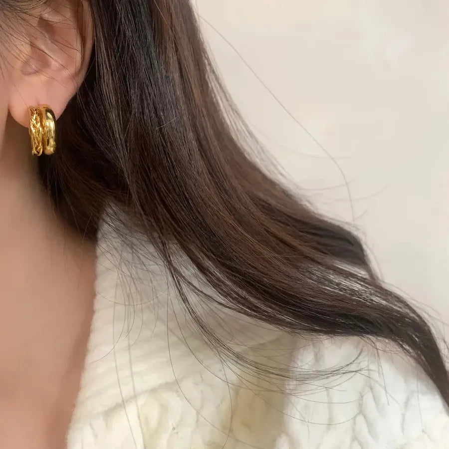 Minimalist Skeleton Stud Earrings Zinc Alloy Metal Korea Jewelry for Women