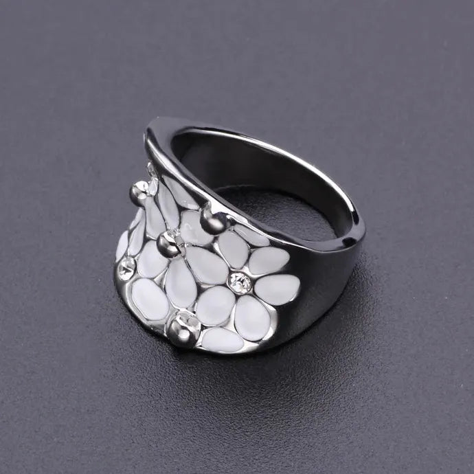 Creative Zinc Alloy Women's Rose Flower Rings Wedding Engagement Jewelry