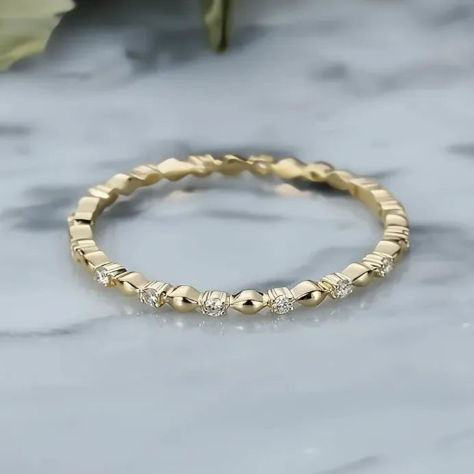 Minimalist Women’s Geometric Ring with Shiny Round Cubic Zirconia Stone