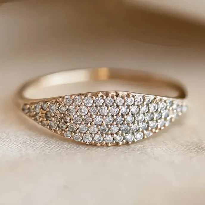Elegant Women’s Cubic Zirconia Gold Brass Geometric Wedding Engagement Ring 2023