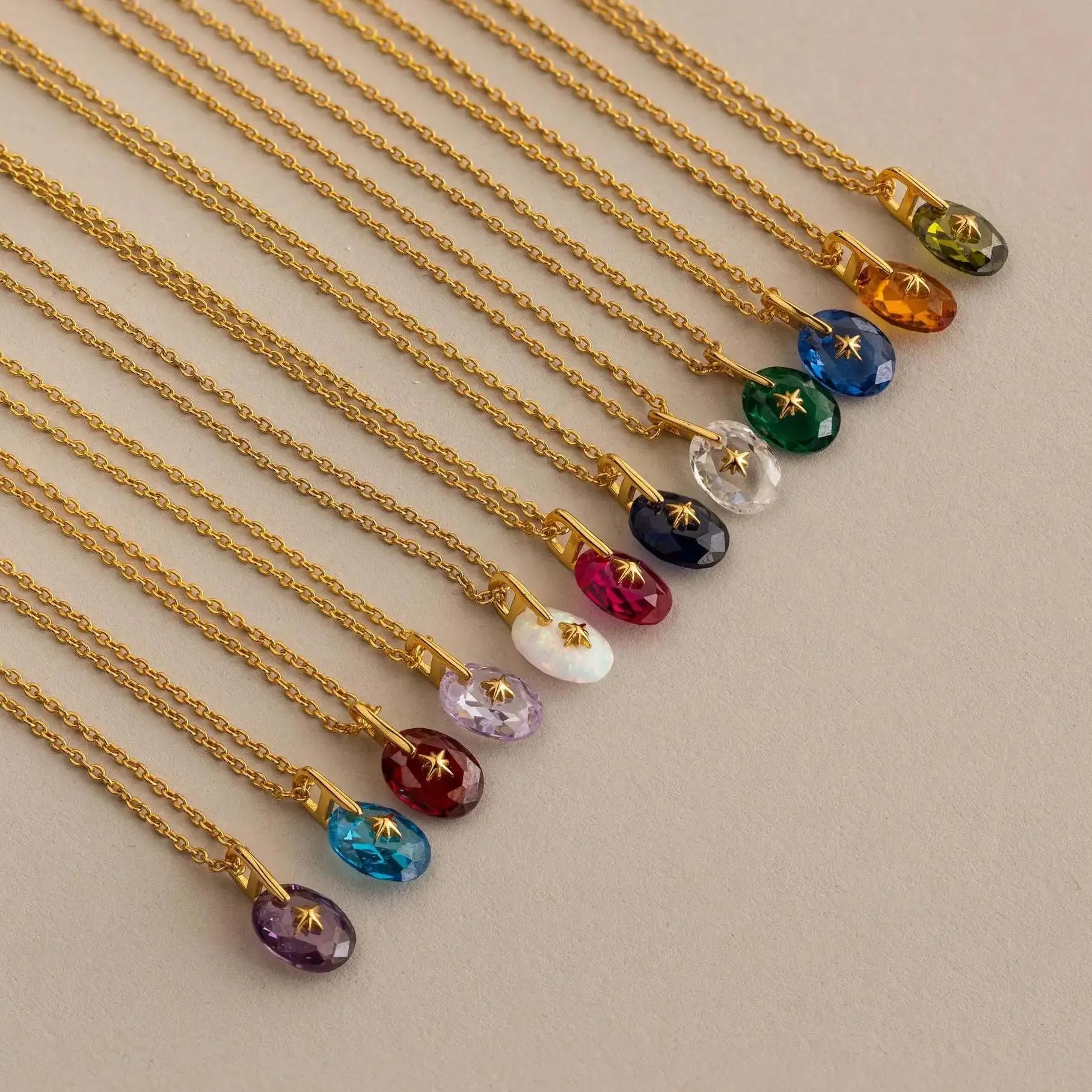 Multi-color Crystal Zircon Oval Pendant Necklace for Women Stainless Steel Jewelry