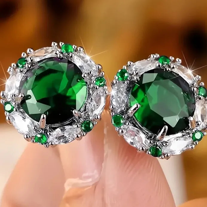 Multicolor Cubic Zirconia Geometric Stud Earrings for Women Wedding Jewelry