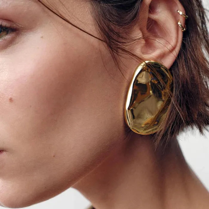 Vintage Zinc Alloy Irregular Oval Geometric Drop Earrings for Women