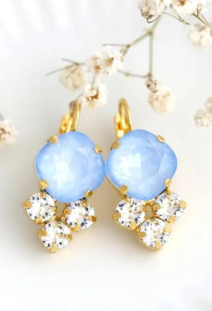 Rainbow Crystal Geometric Dangle Earrings Cubic Zirconia Drop Jewelry for Women