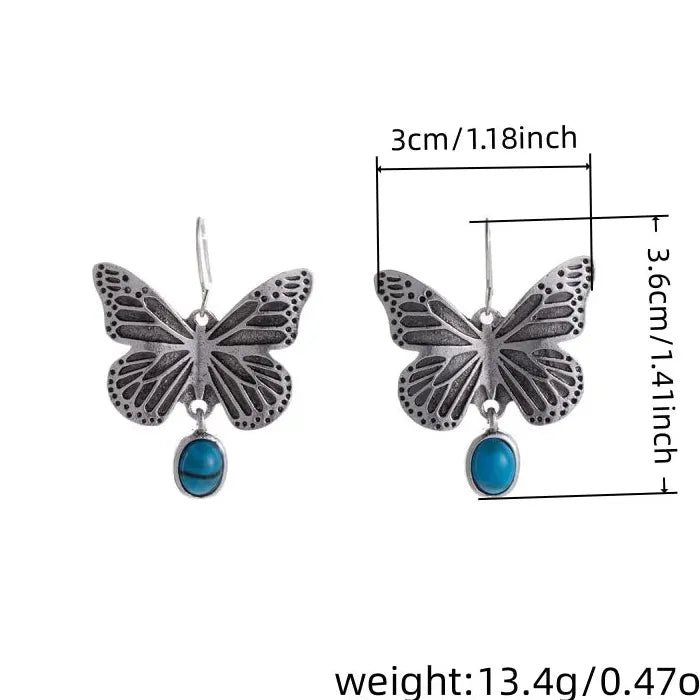 Vintage Butterfly Drop Earrings Zinc Alloy Minimalist Fashion Jewelry Women