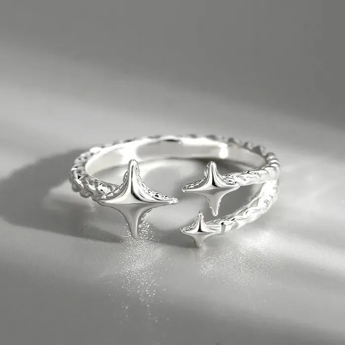 Adjustable Punk Gothic Star Ring Double Cross for Women Men Y2K Party Jewelry