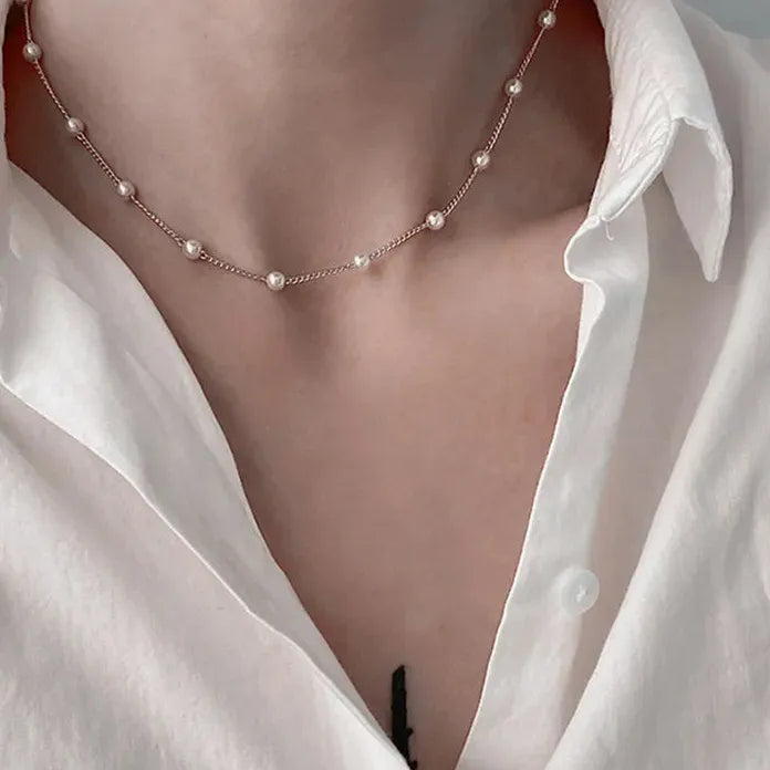 Vintage Simulated Pearl Beaded Necklace for Women Wedding Bridal Gift