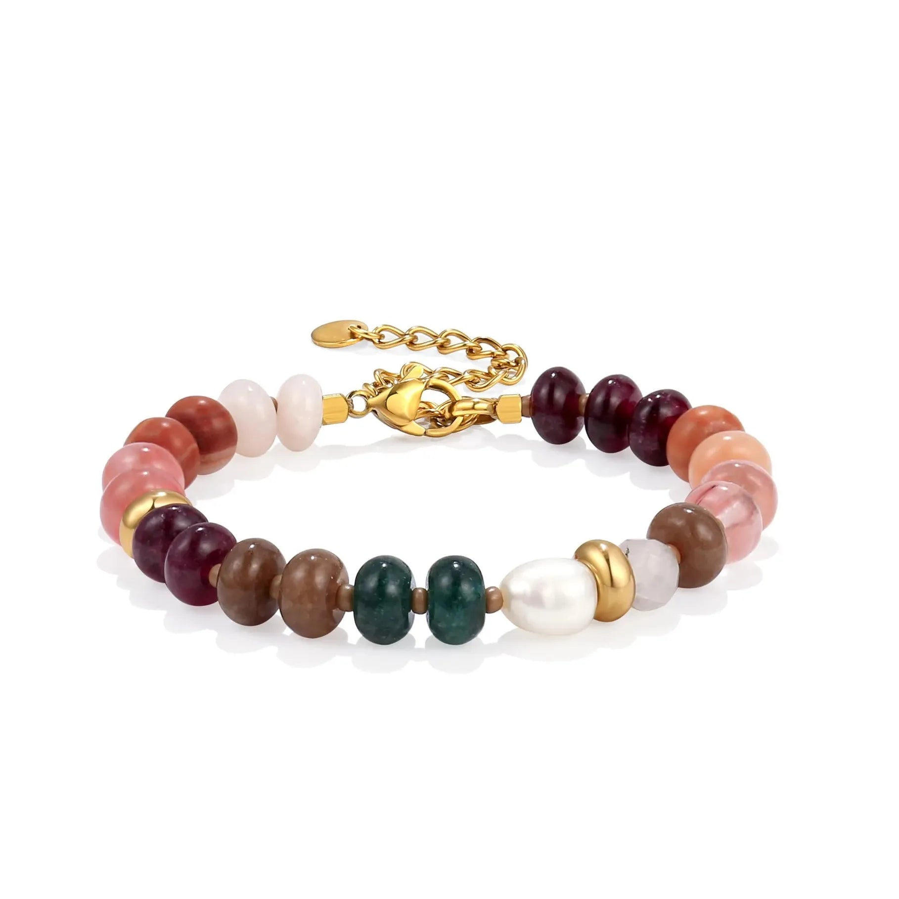 Summer Candy Color Natural Stone Bracelet Women Stainless Steel Waterproof Handmade Jewelry Gift
