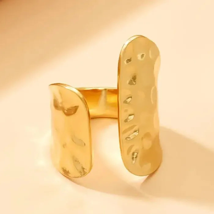 Wide Geometric Irregular Gold Silver Fashion Ring for Women Men