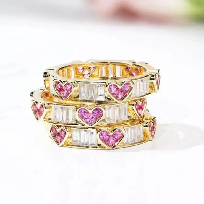 Gold Color Cubic Zirconia Women Rings Stylish Daily Wear Anniversary Gift Jewelry