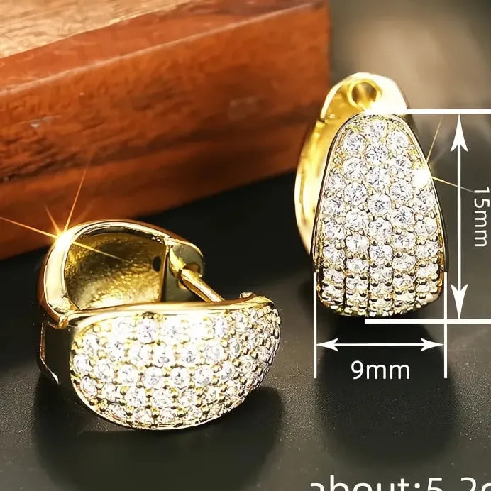 Elegant Women’s Silver & Gold Hoop Earrings CZ Geometric Wedding Jewelry