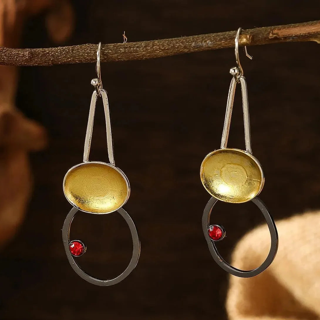Vintage Bohemian Irregular Drop Earrings for Women Zinc Alloy Silver Gift