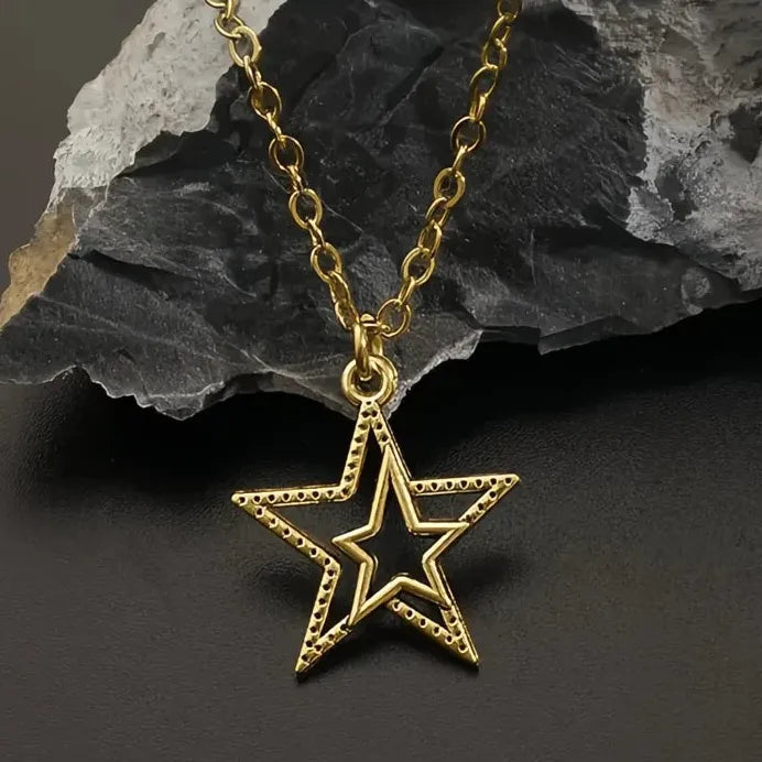 Double Star Pendant Necklace for Women Trendy Party Jewelry Charm
