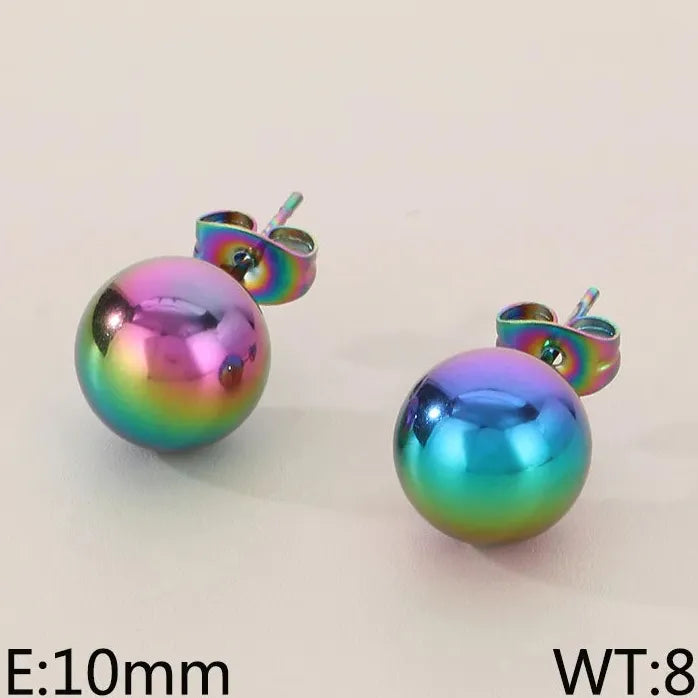 Gold Stainless Steel Hollow Ball Stud Earrings for Women Wedding Jewelry