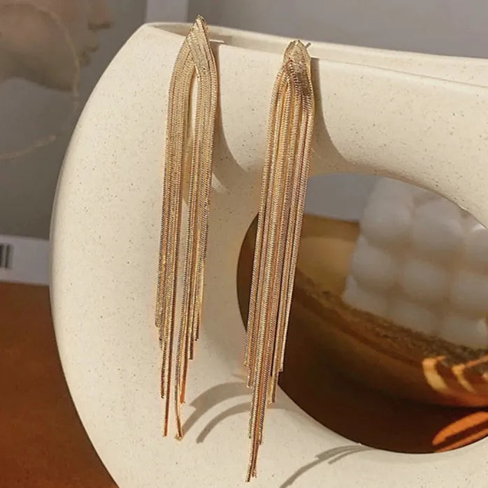 Chain Tassel Long Earrings for Women Geometric Statement Fashion Jewelry