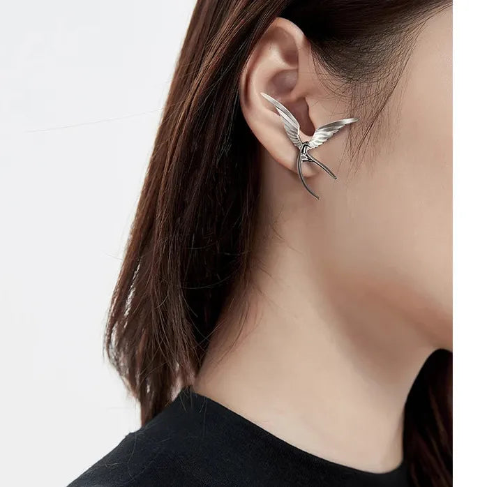 2024 Swallow Stud Earrings Copper Alloy Hip Hop Rock Jewelry Gift for Men Women