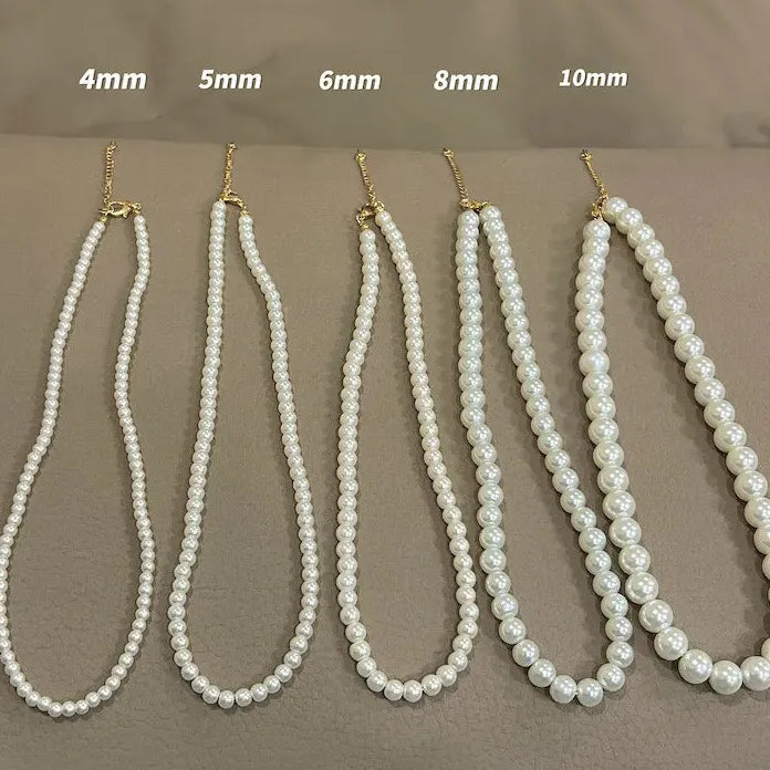 Vintage White Imitation Pearl Chain Choker Necklace for Women Gift Jewelry