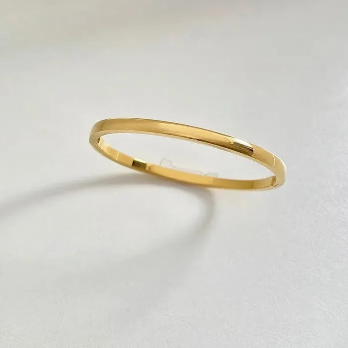 18K Gold Plated Stainless Steel Geometric Bangle Bracelet for Women Girls Jewelry