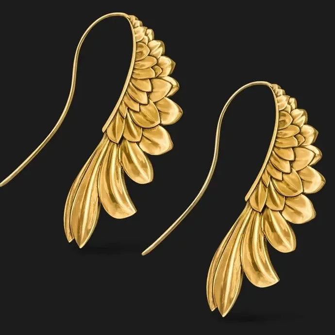 Vintage Angel Wings Zinc Alloy Feather Dangle Earrings for Women Gift