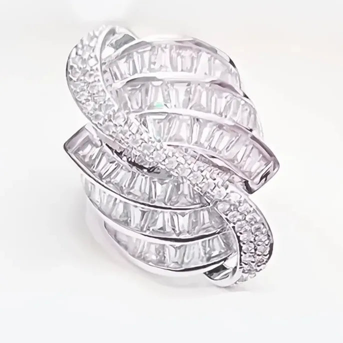 New Gorgeous Women Geometric Cubic Zirconia Crystal Rings for Engagement Wedding Fashion Jewelry